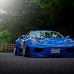 Liberty Walk LB-WORKS Widebody Kit for Ferrari 360 Installed on Blue F360 Front View