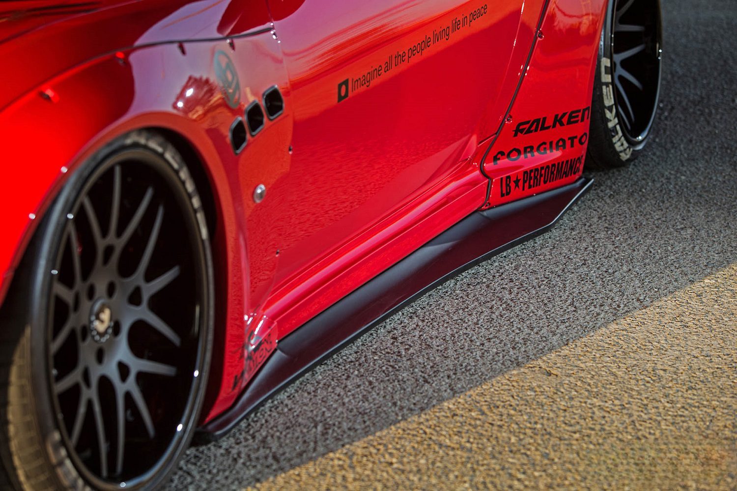 Liberty Walk LB-WORKS Side Skirts for M145 Maserati GranTurismo Installed - Close View