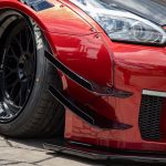 Liberty Walk LB-WORKS Type-II Front Canards for R35 Nissan GT-R Installed on Red GT-R Close Detail