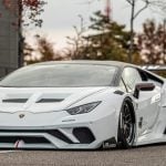 Liberty Walk LB-Silhouette WORKS GT Front Diffuser for LP610-4 Lamborghini Huracán Installed on White Huracan Front View