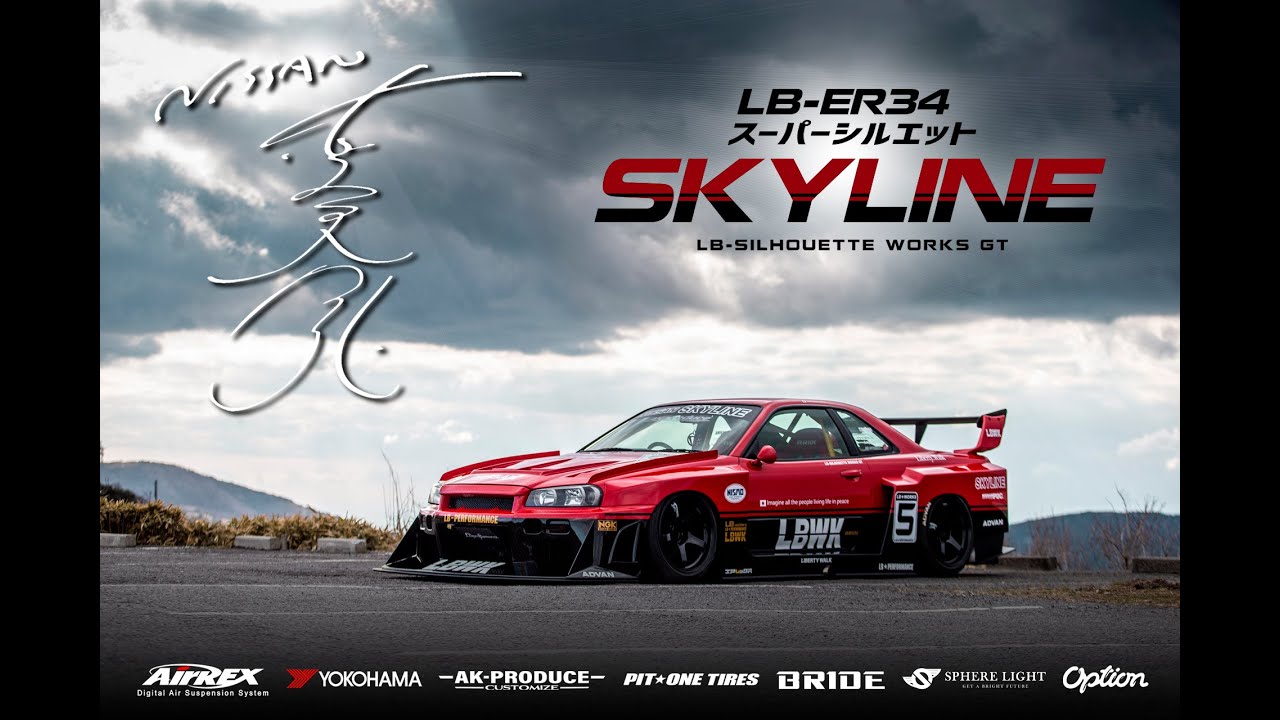 Liberty Walk LB Super Silhouette Widebody Kit for R34 Nissan