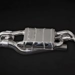 Capristo Valved Exhaust Muffler for 992 Porsche 911 Carrera & Turbo, Front View