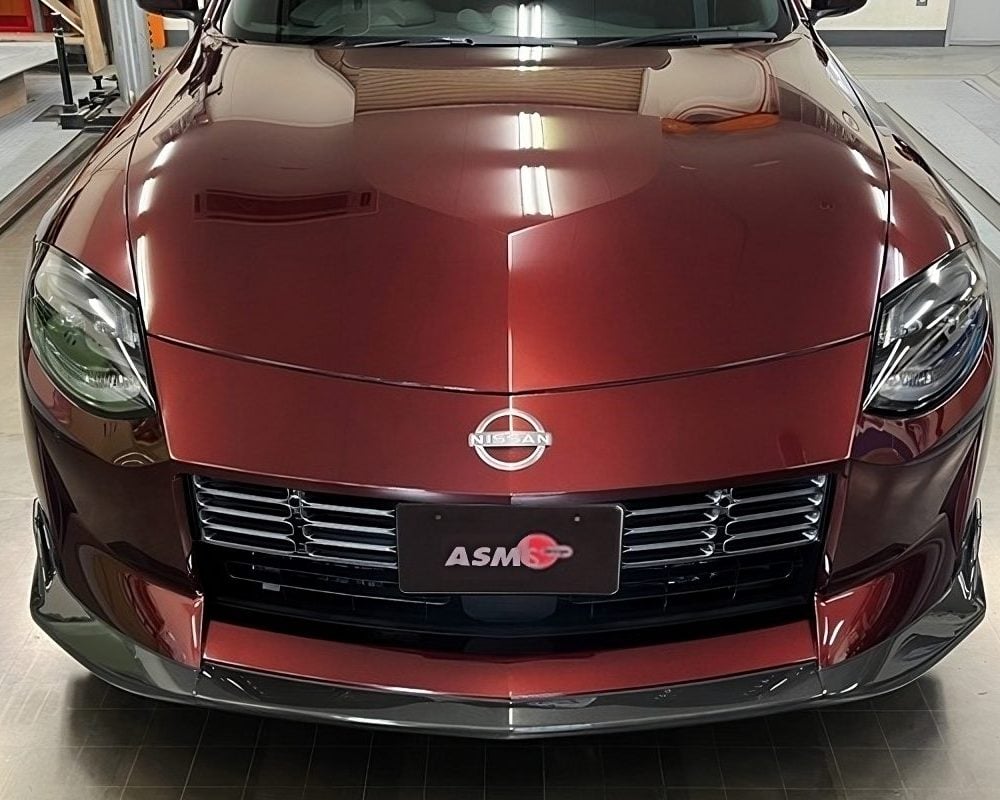 Super Autobacs ASM Wet Carbon Front Lip Spoiler for RZ34 Nissan Z, Installed Front View