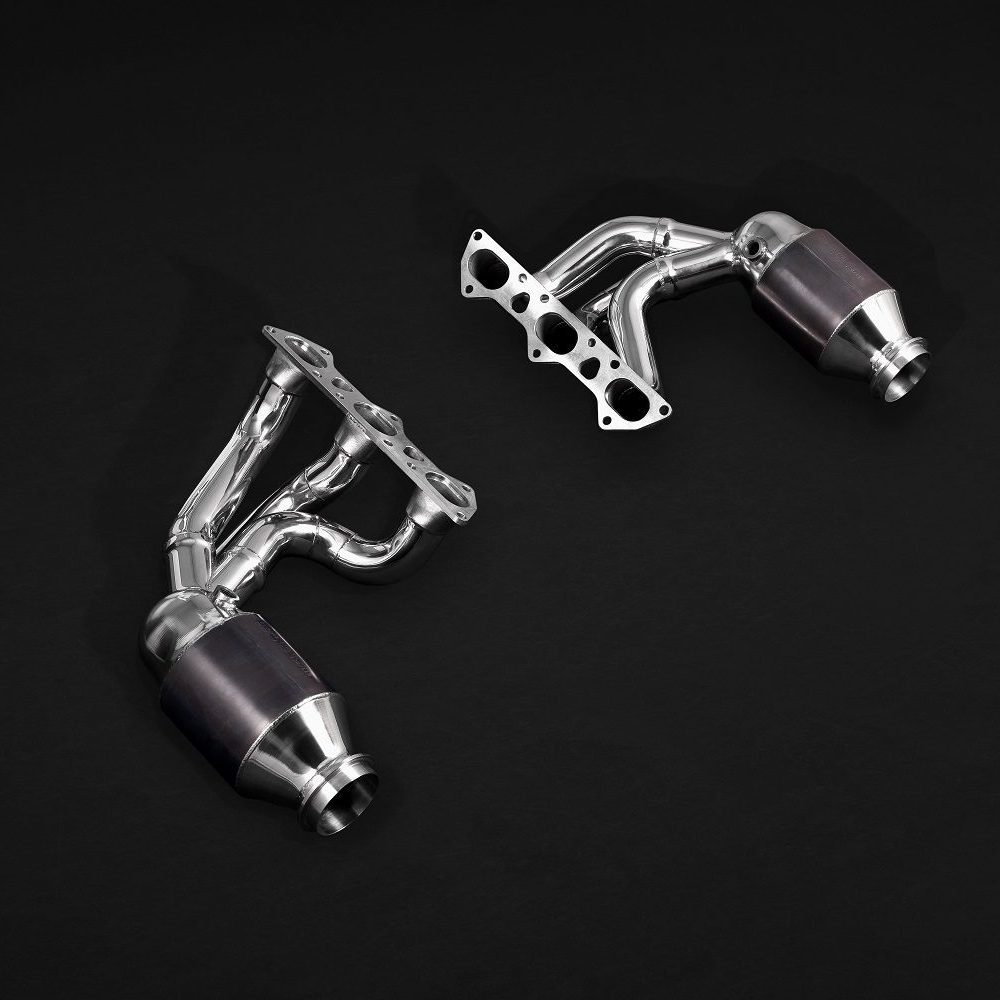 Capristo Headers w/ Sports Cats & Carbon Engine Cover for 991.2 911 GT3 RS, Header and Cats