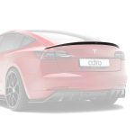 ADRO Carbon V1 Rear Spoiler for Tesla Model 3 Installed on Red Model 3 - Spoiler Highlighted