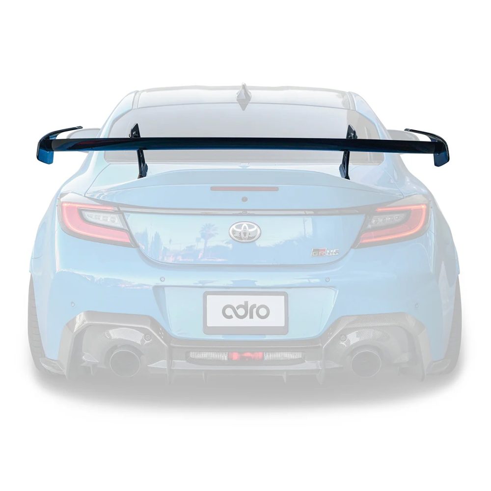 ADRO Carbon AT-R1 Swan Neck GT-Wing for ZD8 Subaru BRZ / ZN8 Toyota GR86 Installed on Blue GR86 - Wing Highlighted