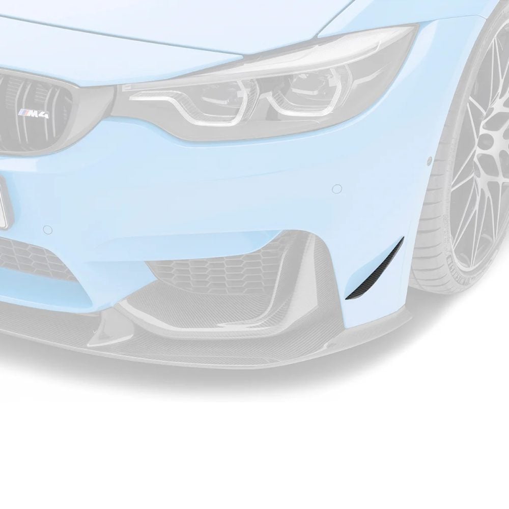 ADRO Carbon Front Bumper Canards for F8x BMW M3 / M4 Installed on Blue M4 - Canard Highlighted