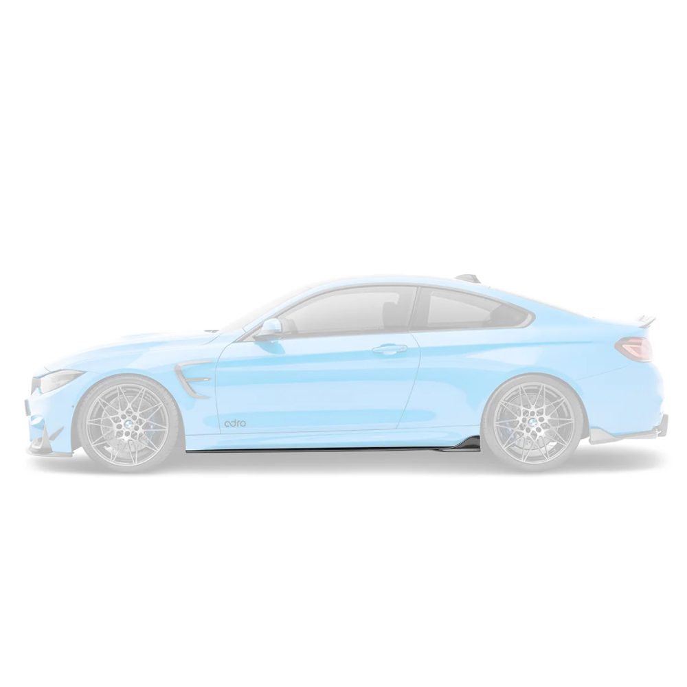 ADRO Carbon Side Skirts for F82 / F83 BMW M4 Installed on Blue M4 - Side Skirt Highlighted
