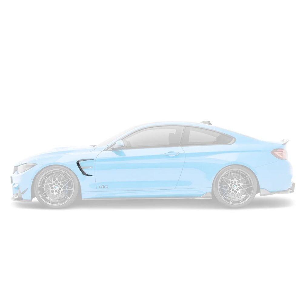 ADRO Carbon Front Fender-Trim Covers for F82 / F83 BMW M4 Installed on Blue M4 - Covers Highlighted