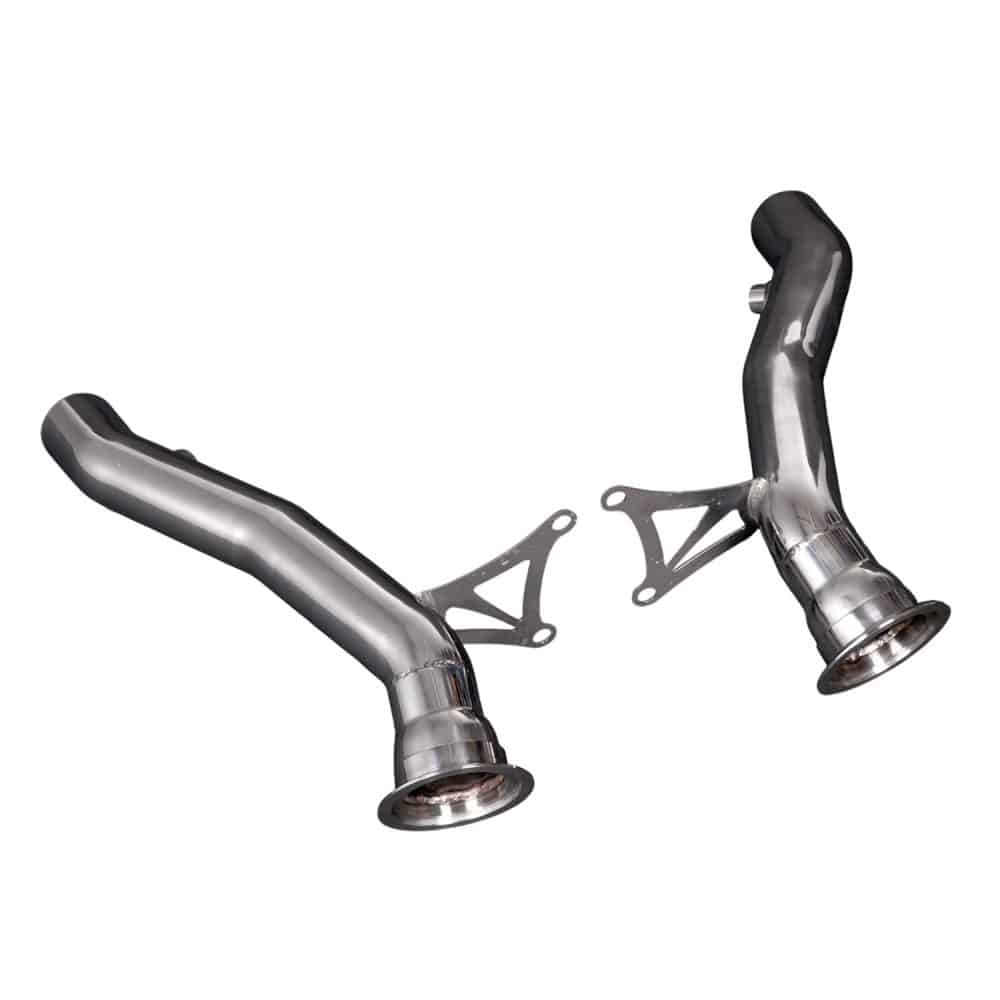 Capristo Ferrari 458 Race Downpipes - Rear Side View