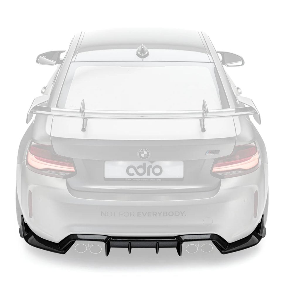 ADRO Carbon Rear Diffuser for F87 BMW M2 Installed on Grey M2 - Diffuser Highlighted