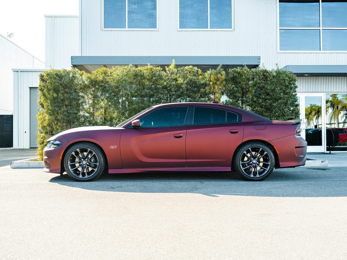 Absolute Matte Mythos Red Dodge Charger Scat Pack – Color-Change Vinyl Wrap, Ceramic Coating