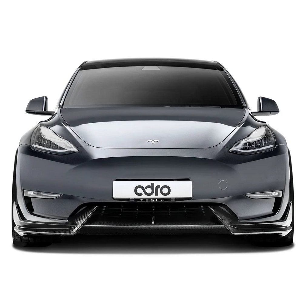 ADRO Carbon Full Body Kit for Tesla Model Y Installed, Front View