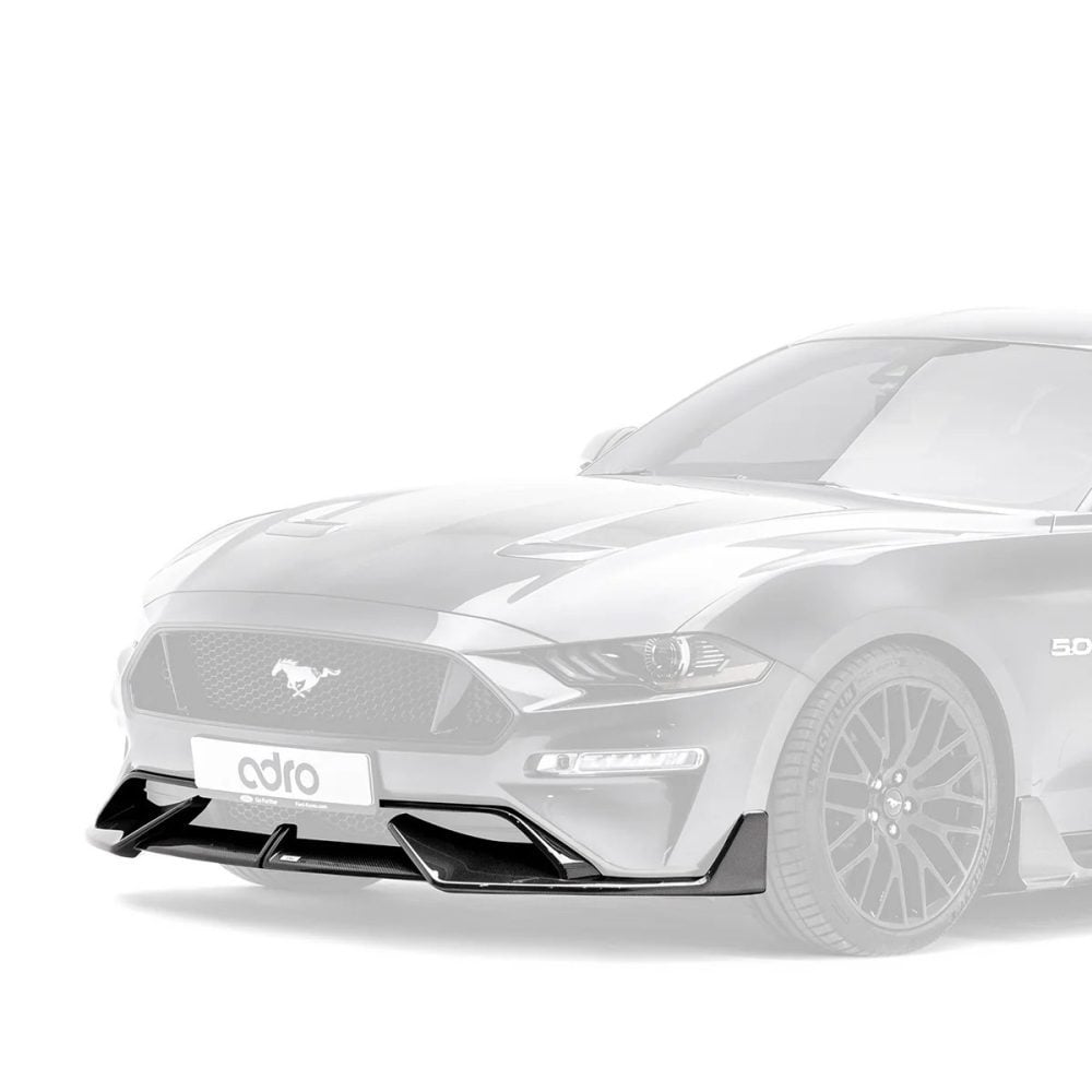 ADRO Carbon Front Lip Set for S550 Ford Mustang EcoBoost / GT Installed on Dark Grey Mustang GT - Lip Set Highlighted