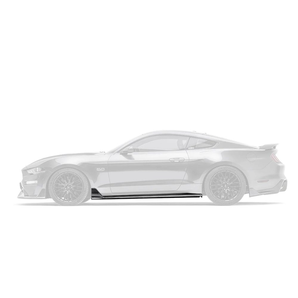 ADRO Carbon Side Skirts for S550 Ford Mustang EcoBoost / GT Installed on Dark Grey Mustang GT - Side Skirt Highlighted