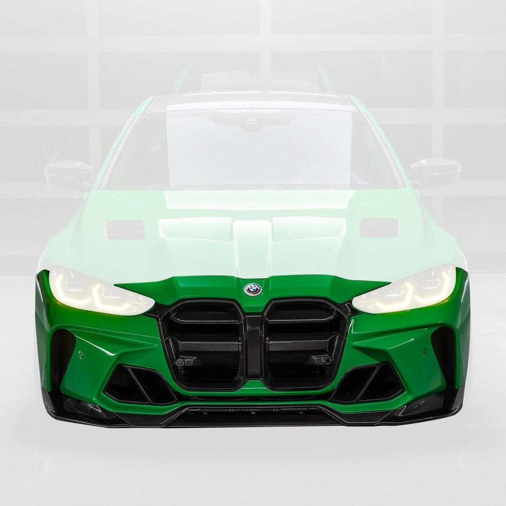 Vorsteiner GTS-V Carbon Front Bumper for G8X BMW M3 / M4 Installed, Highlighted