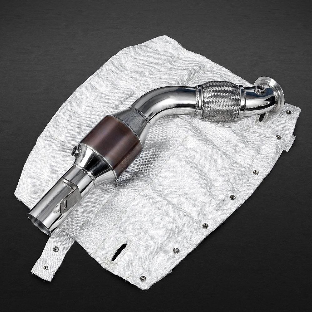 Capristo Catted Downpipes w/ Heat Blankets for Ferrari 488, Unwrapped