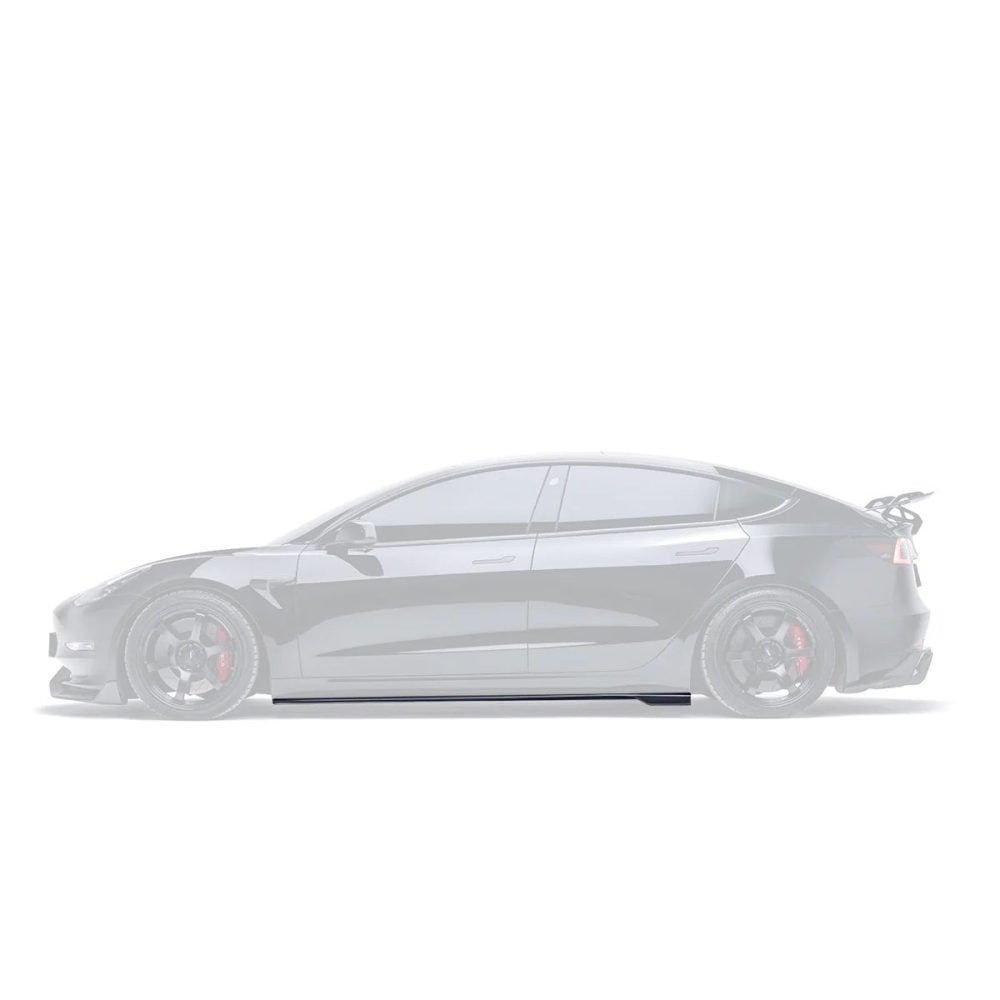 ADRO V2 Carbon Full Body Kit for Tesla Model 3 Installed, Side Skirts Highlighted