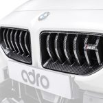 ADRO Carbon Front Grilles for G87 BMW M2 Installed, Closeup Highlighted