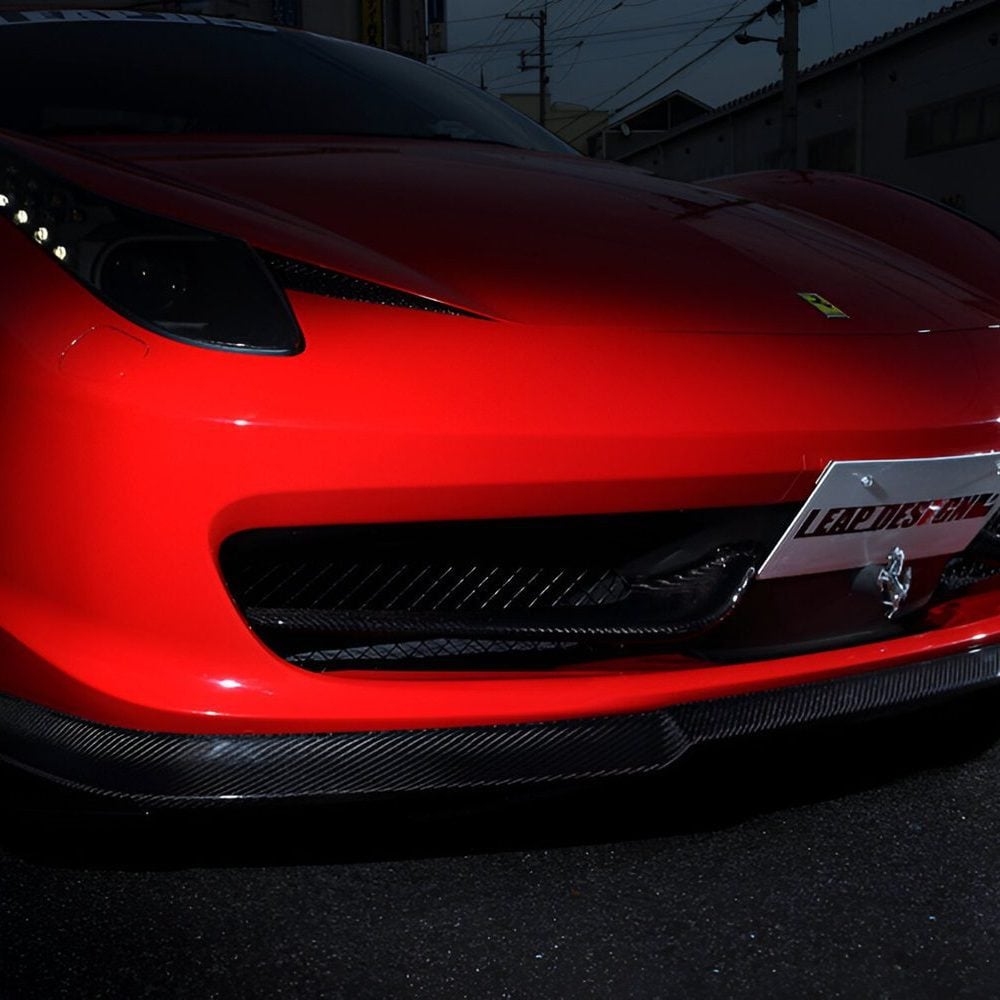 LEAP DESIGN Carbon Front Spoiler for Ferrari 458 Italia Installed