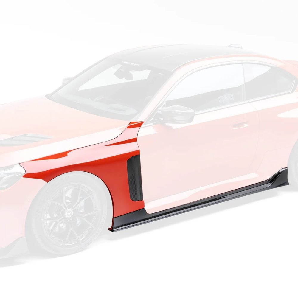 Vorsteiner VRS Aero Vented Fenders w/ Carbon Side Skirts for G87 BMW M2 Installed - Outlined