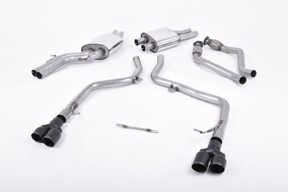 Milltek Resonated Race Catback Exhaust System w/ Cerakote Black Tips for B8 Audi S4 & S5