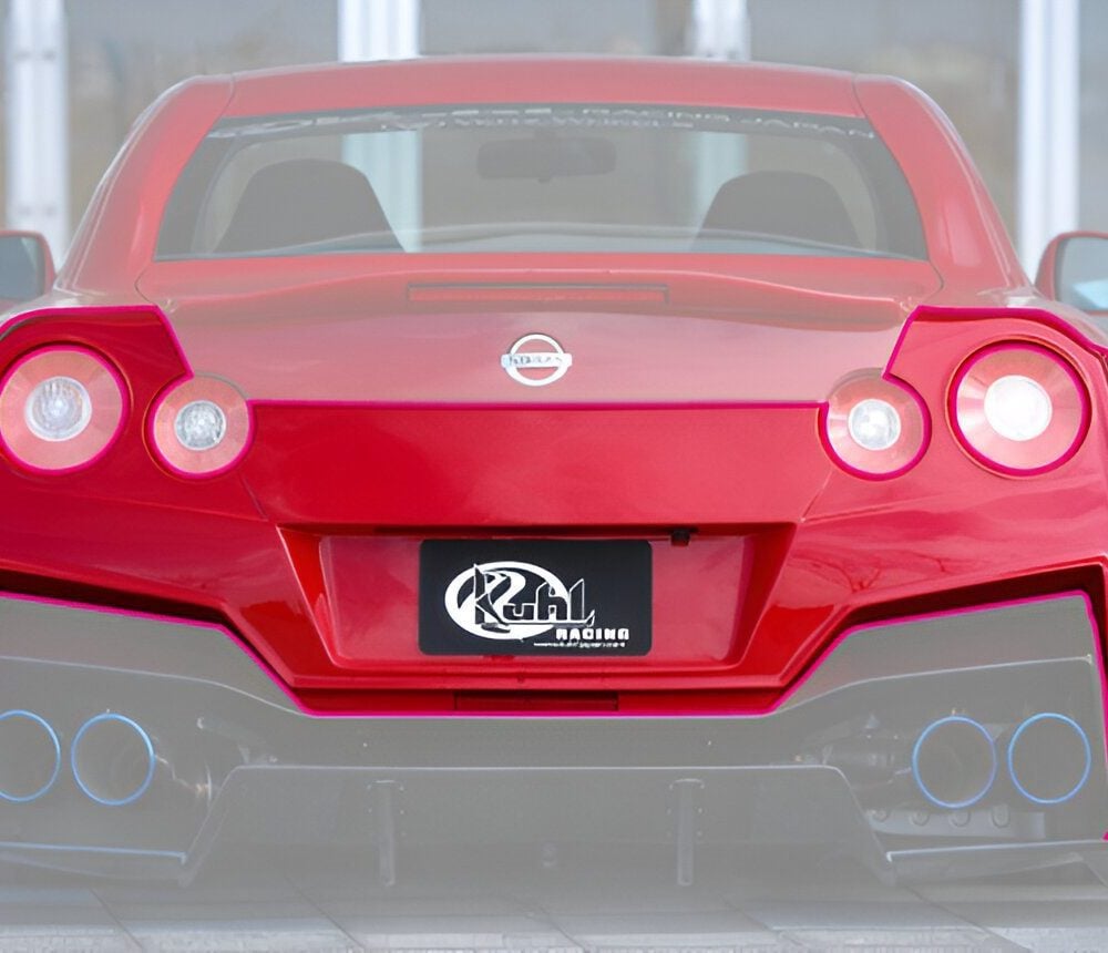 KUHL Ver. 4 GTII Rear Bumper for R35 Nissan GT-R Installed - Part Highlighted