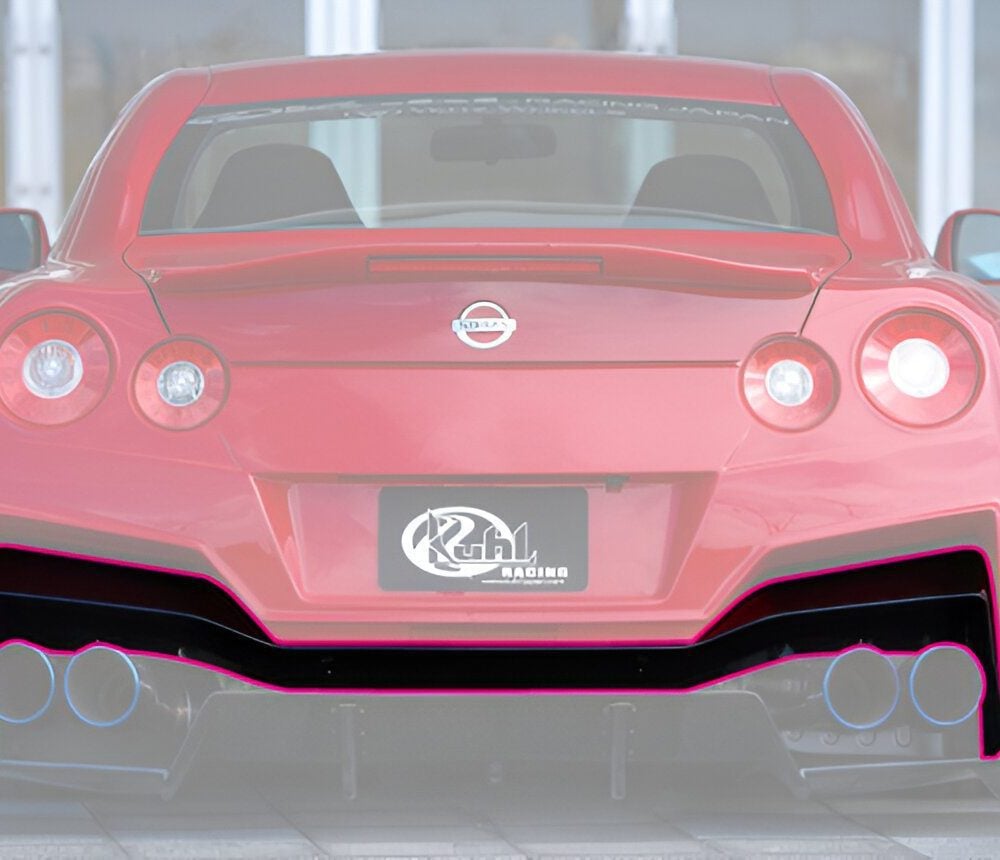 KUHL Ver. 4 GTII Rear Bumper Upper Diffuser for R35 Nissan GT-R Installed - Part Highlighted