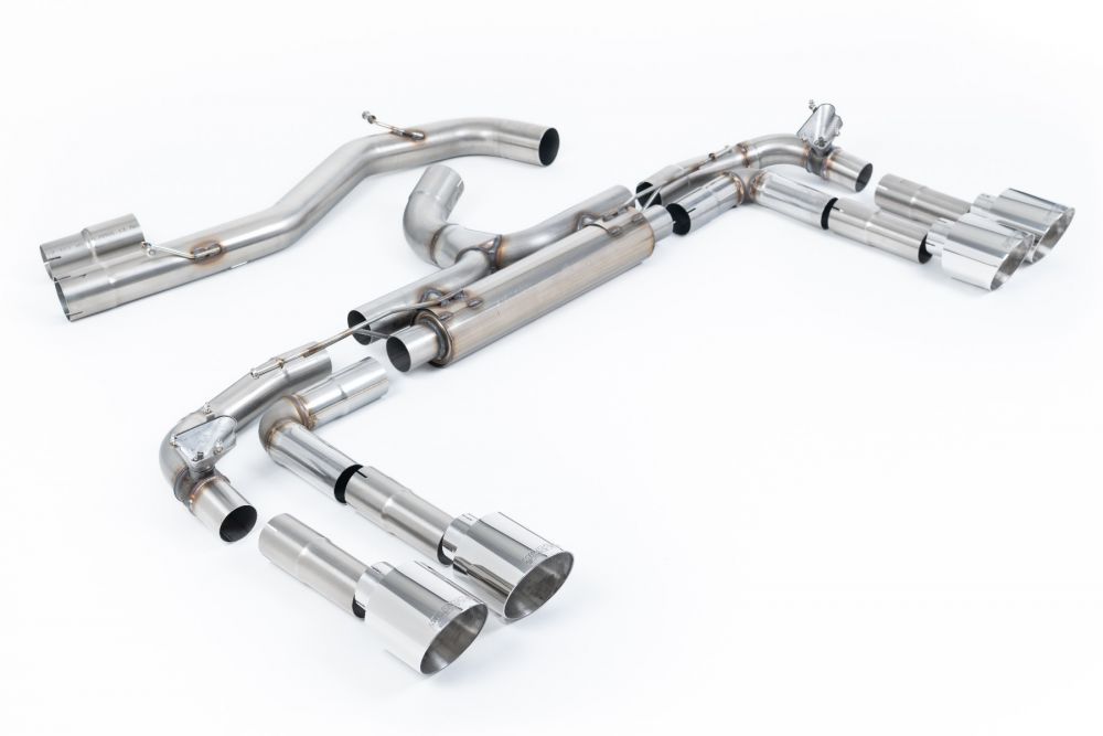 Milltek Valved & Non-Resonated Race Catback Exhaust System for 8Y Audi S3 Quattro (sedan) with Polished GT Tips