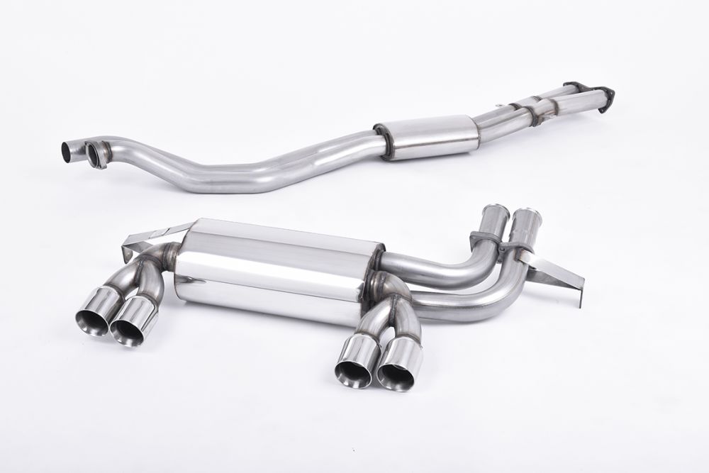 TRI-HYBERS Quad Exhaust Tips For BMW E46 M3 01-06 - 2.25 Inlet 3 Outlet Dual Wall Angle Cut Stainless Steel