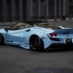 Liberty Walk LB-WORKS Widebody Kit for Ferrari F8 Tributo Installed with Ver. 2 - Rear Side View