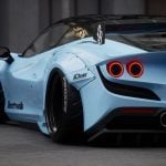 Liberty Walk LB-WORKS Widebody Kit for Ferrari F8 Tributo Installed with Ver. 1 - Close Rear View