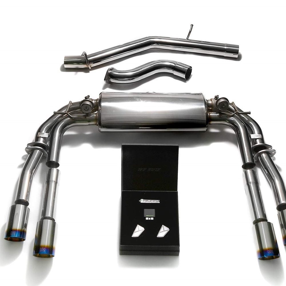 ARMYTRIX Valvetronic Exhaust System w/ Blue Tips for 8V Audi S3 (sedan) - Components