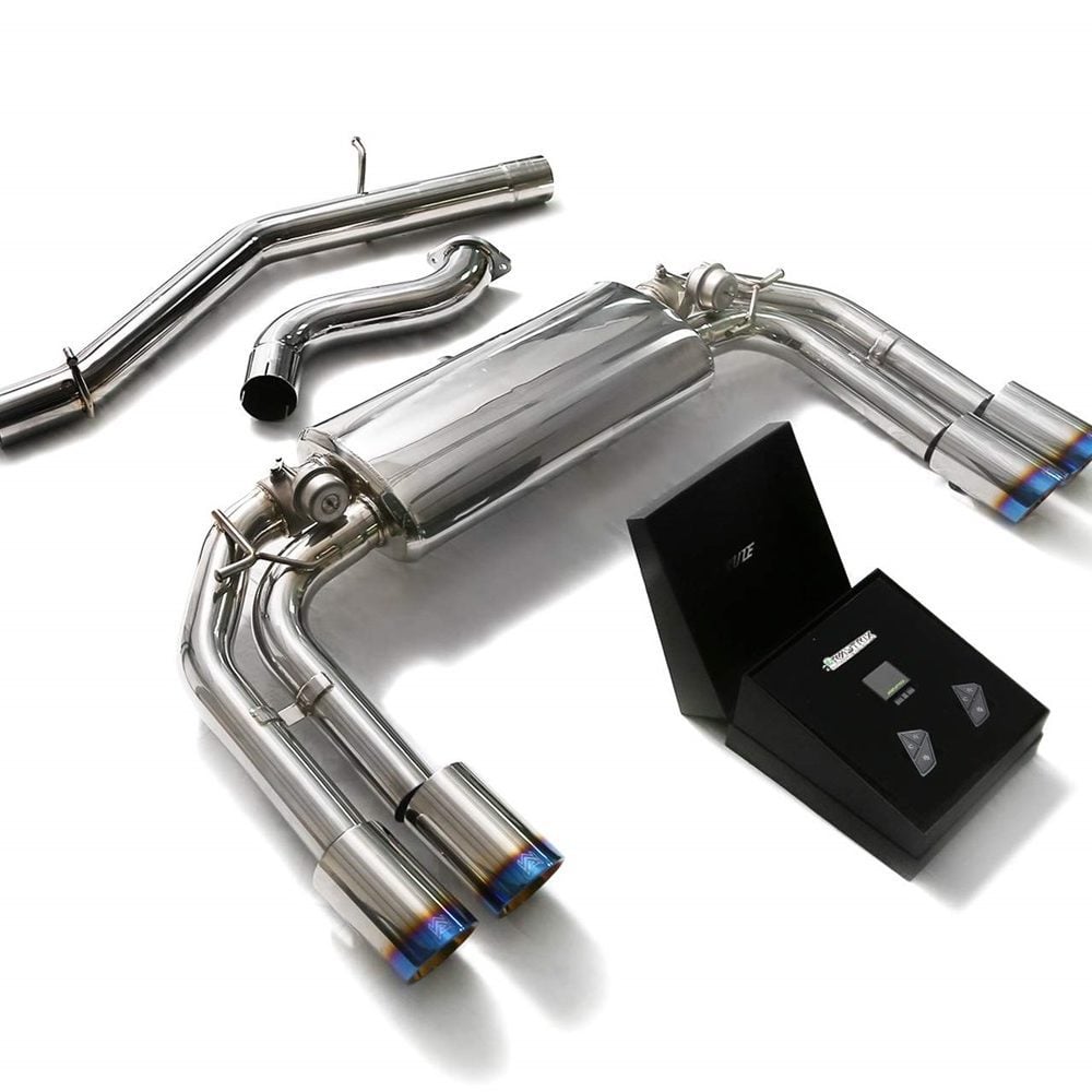 ARMYTRIX Valvetronic Exhaust System w/ Blue Tips for 8V Audi S3 (sportback) - Components