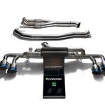 ARMYTRIX Titanium & Black-Coated Valvetronic Exhaust System w/ Blue Tips for EBA-R35 Nissan GT-R - Components