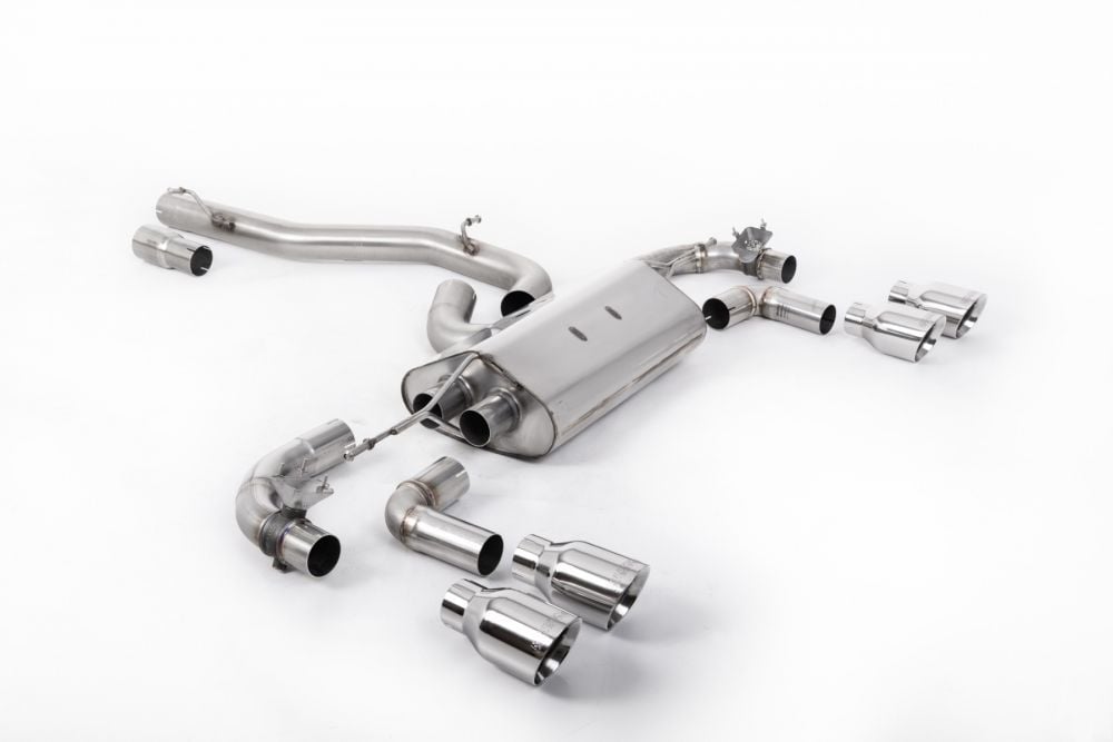 Milltek Valved & Non-Resonated Race Catback Exhaust System for MK7.5 Volkswagen Golf R with Polished GT Tips