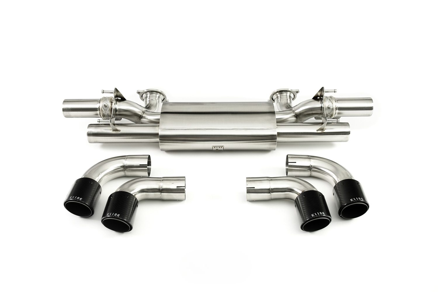 Kline Innovation Valvetronic Catback Exhaust System w/ Carbon Tips for AM6 Aston Martin Vantage - Rear Section