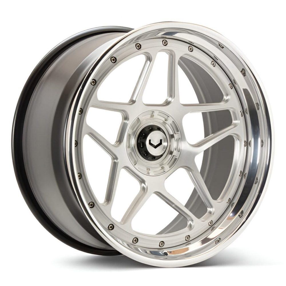 Vossen Forged GEN Series GEN-02 Three-Piece Wheel with Sport Gloss Black / Brushed Gloss Clear Center Cap - Left Side