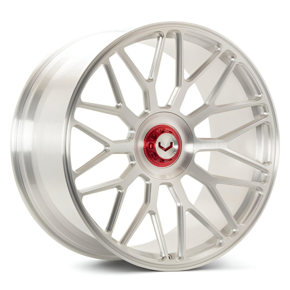 Vossen Forged GEN Series GEN-03 Monoblock Wheel with Brushed Vossen Red / Brushed Gloss Clear Center Cap - Left Side