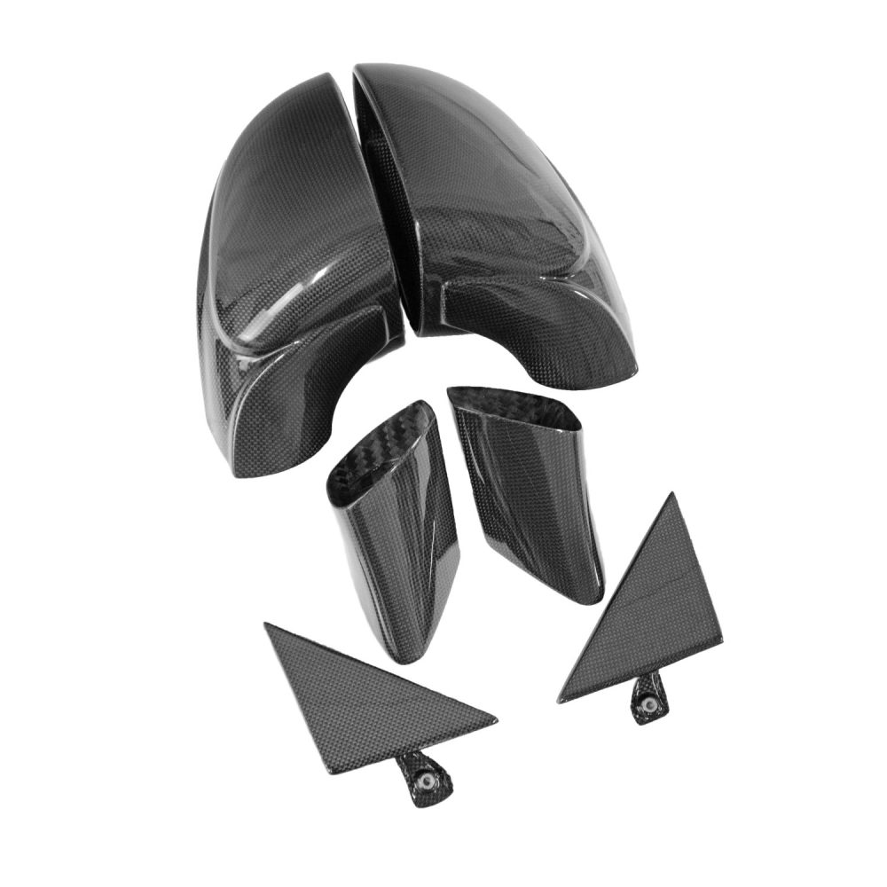 Exotic Car Gear Carbon Mirror Housings w/ Bases & Triangle Trim for Ferrari 458 Italia / Spider