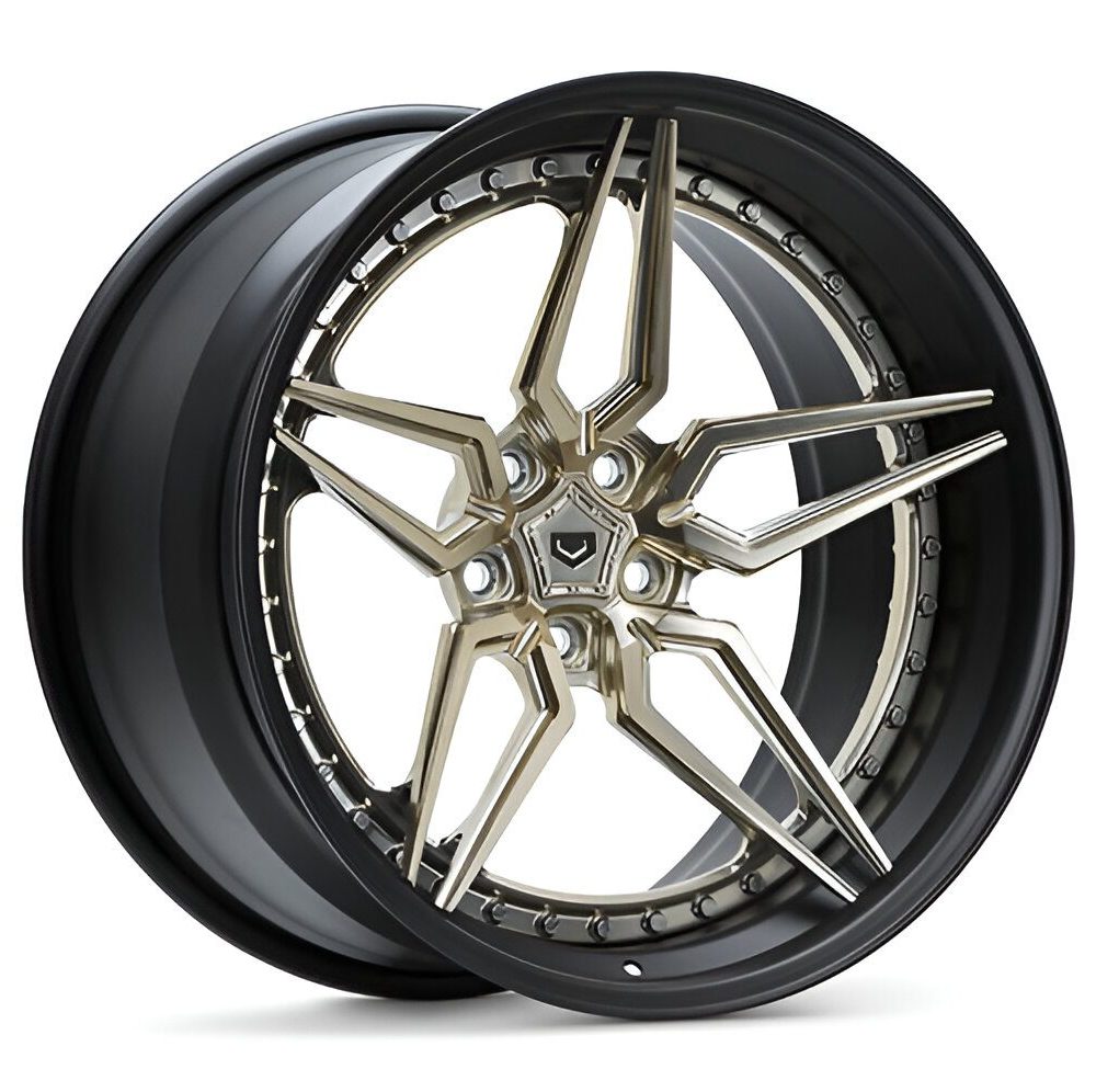 Vossen Forged M-X Series M-X1 Three-Piece Wheel in Patina Gold & Satin Black - Left Side