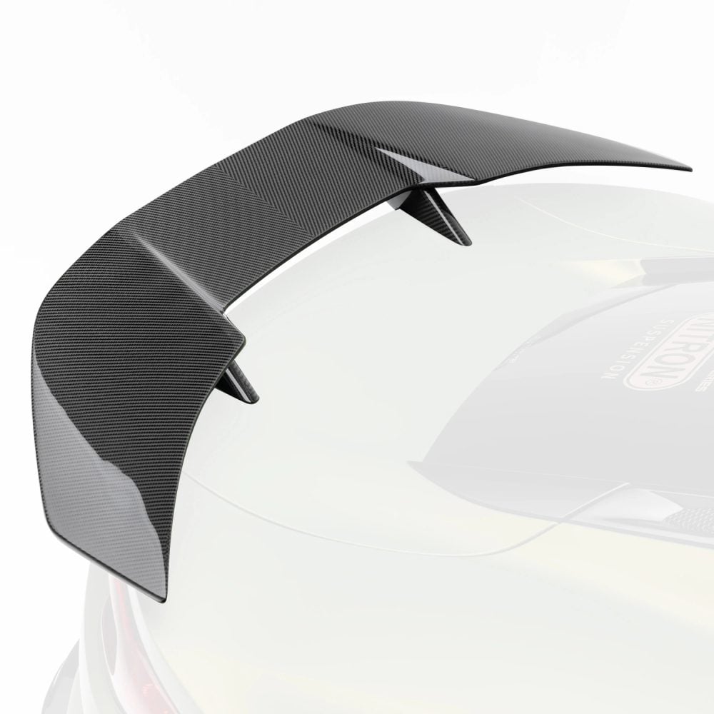 Vorsteiner LR-52 Limited Edition Carbon Rear Wing for 131 Lotus Emira in Glossy Finish Installed on Satin Green / Yellow Emira - Rear Wing Highlighted