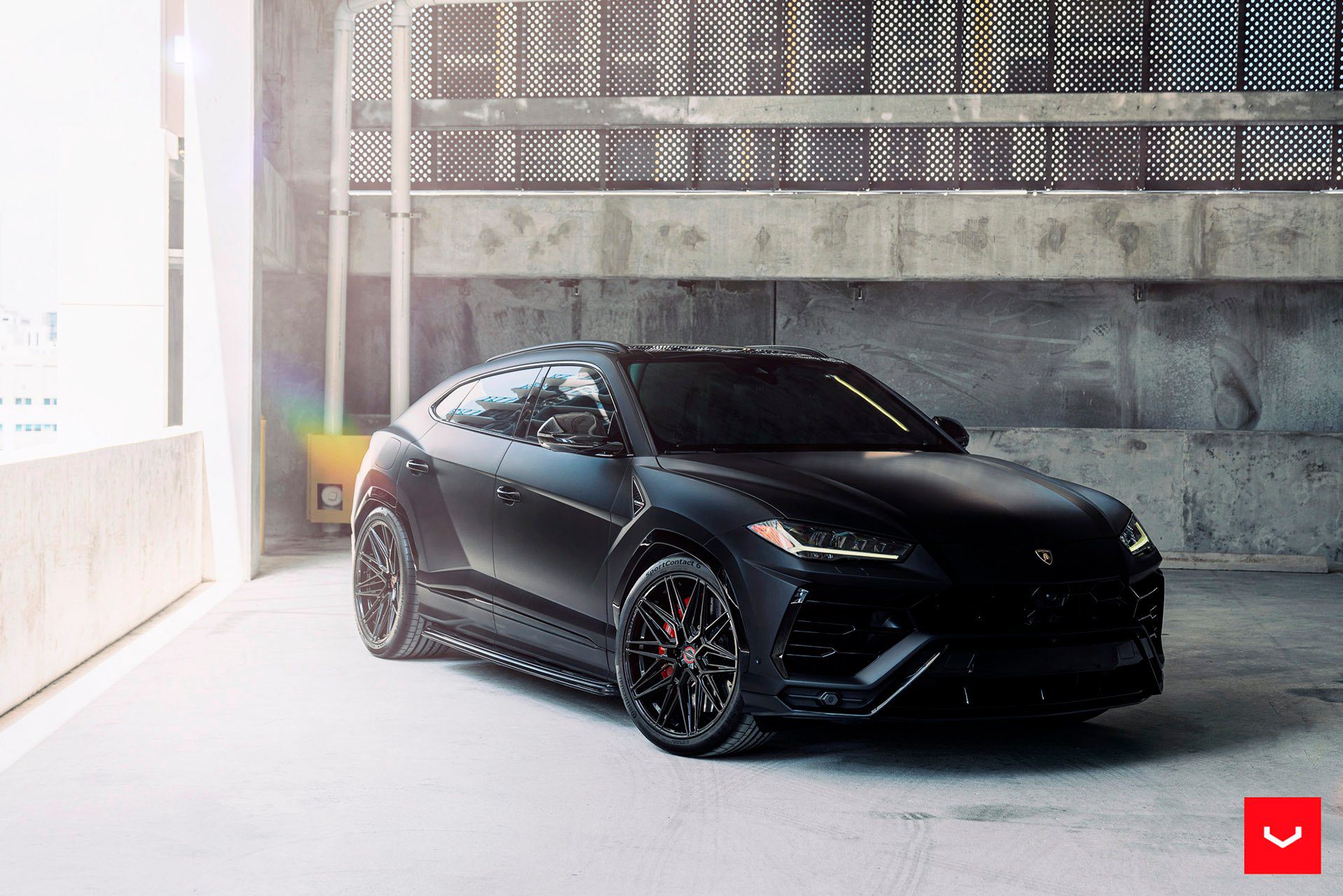 Matte Black Lamborghini Urus Looking Spectacular on Vossen Hybrid Forged Series HF-7 Wheels