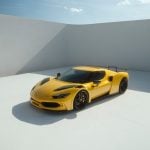 NOVITEC N-LARGO Widebody Kit & NF11 Wheel Set for Ferrari 296 GTB Installed on Car in Empty Space - Front-Side Right View