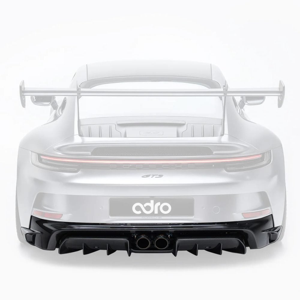ADRO Carbon Rear Diffuser & Apron Panel for 992.1 Porsche 911 GT3 [A23A10-1311/A23A10-1301] - Installed Silhouette