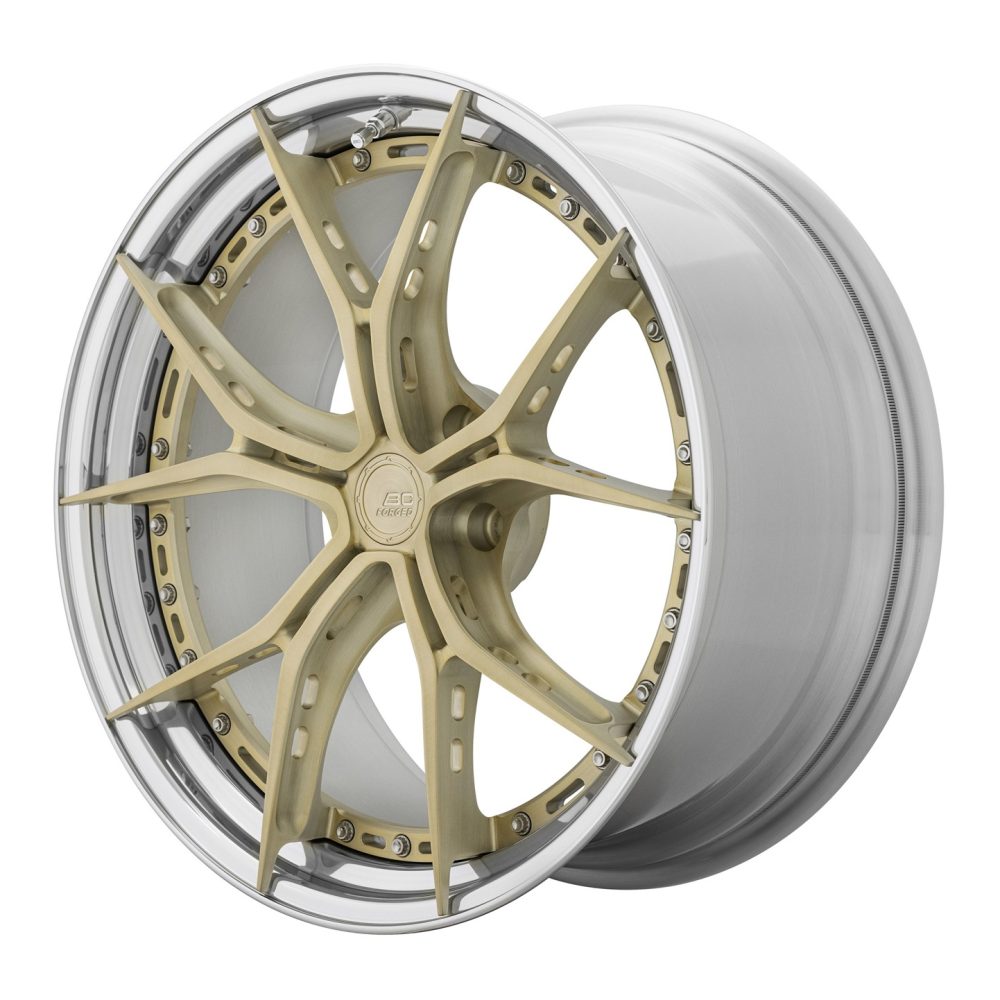 BC Forged HCX Series HCX108 Modular Wheel in Polished Clear / Satin Royal Gold with Exposed Hardware