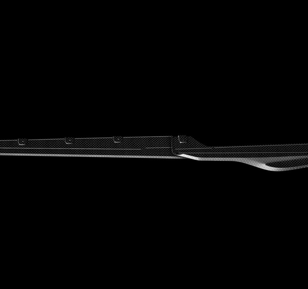 ZACOE Carbon Fiber Side Skirt Set for F142M Ferrari 488 GTB - Top View of Left Side Front & Rear Section Assembled