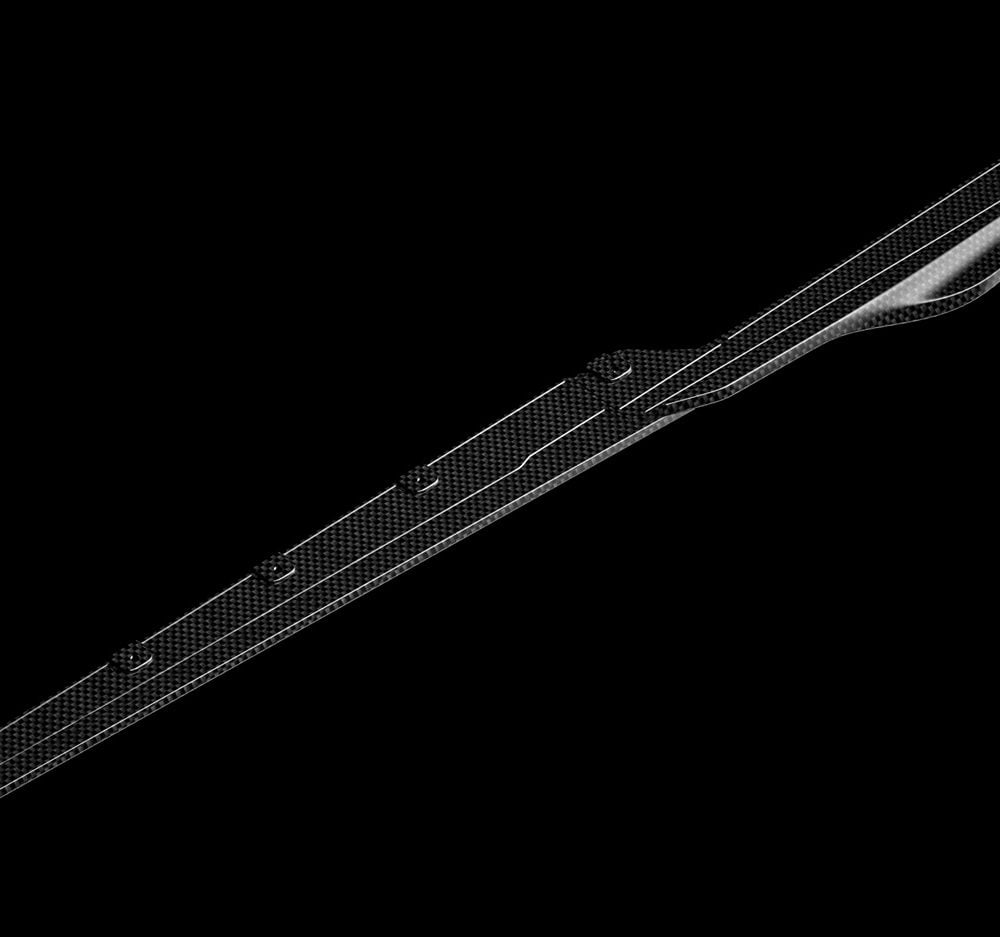 ZACOE Carbon Fiber Side Skirt Set for F142M Ferrari 488 GTB - Front-Side View of Left Side Front & Rear Section Assembled