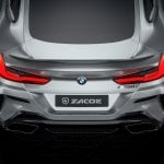 ZACOE Carbon Fiber Rear Diffuser for G14 & G15 BMW 840i / M850i [BM-G15M-RD] Installed on Grey 8 Series Rendering - Upper Rear View of Car