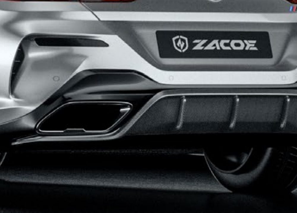 ZACOE Carbon Fiber Rear Diffuser for G14 & G15 BMW 840i / M850i [BM-G15M-RD] Installed on Grey 8 Series Rendering - Close View of Rear Diffuser